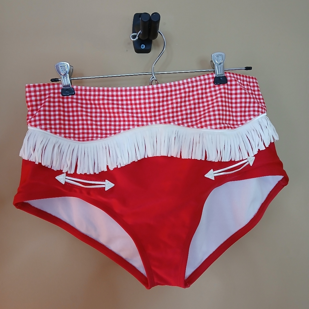 Pony Tales, Red and White Bikini Bottom with Fringe